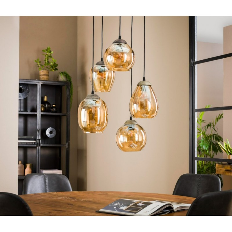 ZI Hanging lamp 5L stepped mix gold